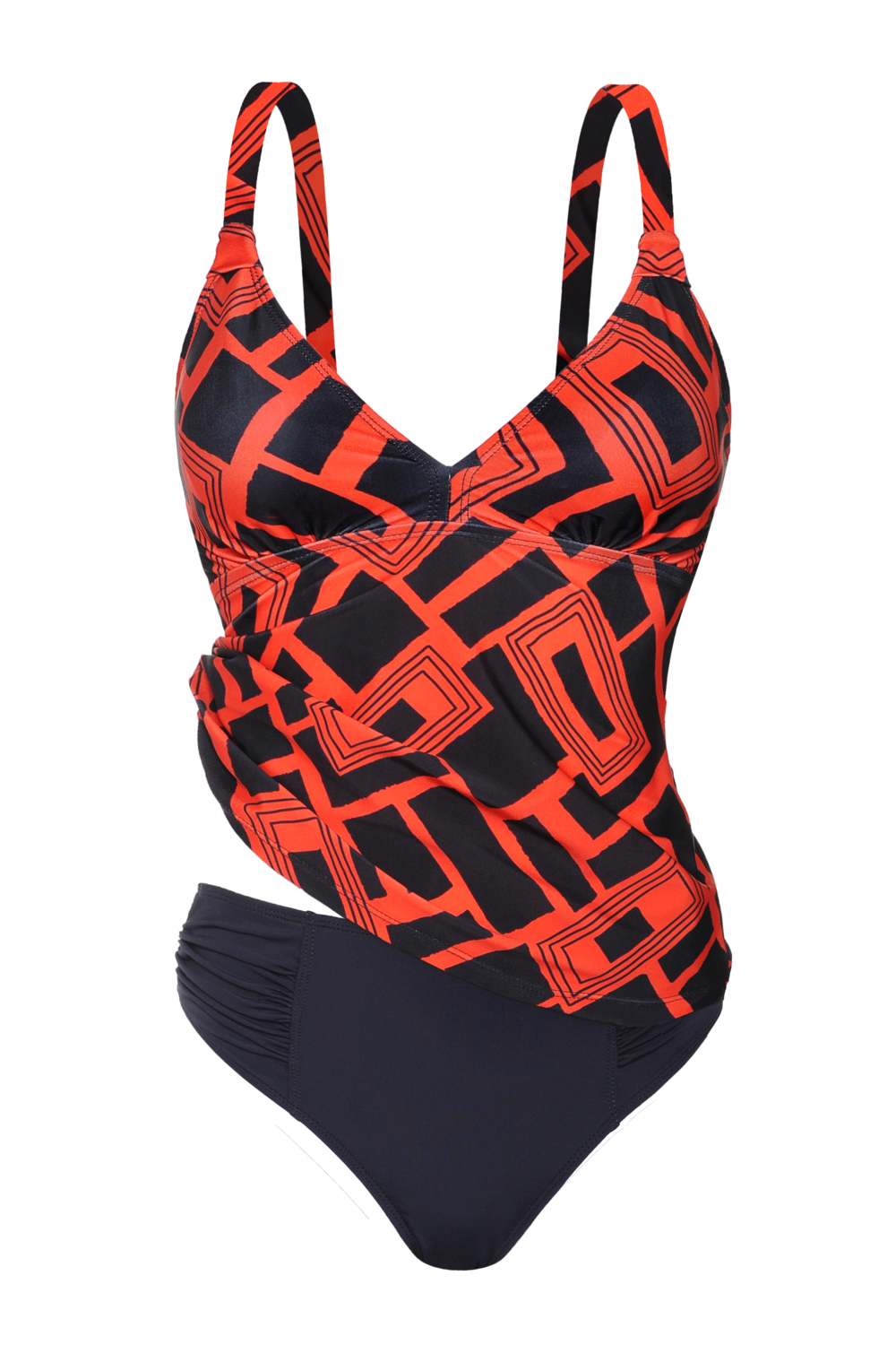 TANKINI ESTAMP. BICOLOR C/BOMBACHA DRAPEADA EN LATERALES. - Imagen 2