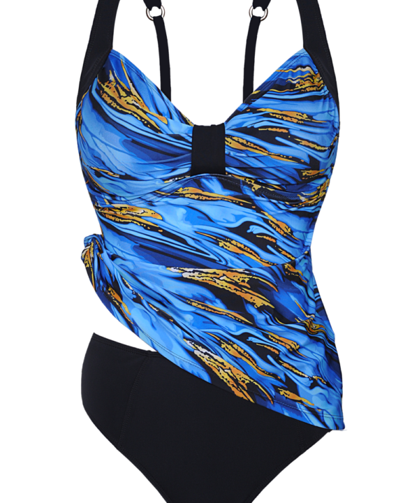 Alternative view of TANKINI ESTAMP. ABSTRACTO EN DIAGONAL CON BOMBACHA LISA.