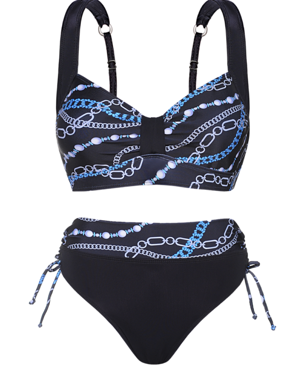 BIKINI ESTAMP. COMBINADA CON LISO Y FAJA EN BOMBACHA.