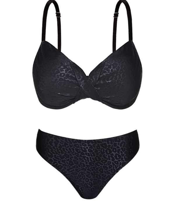 BIKINI ESTAMP. ANIMAL PRINT EN NEGRO CORP. CON TAZA SOFT.