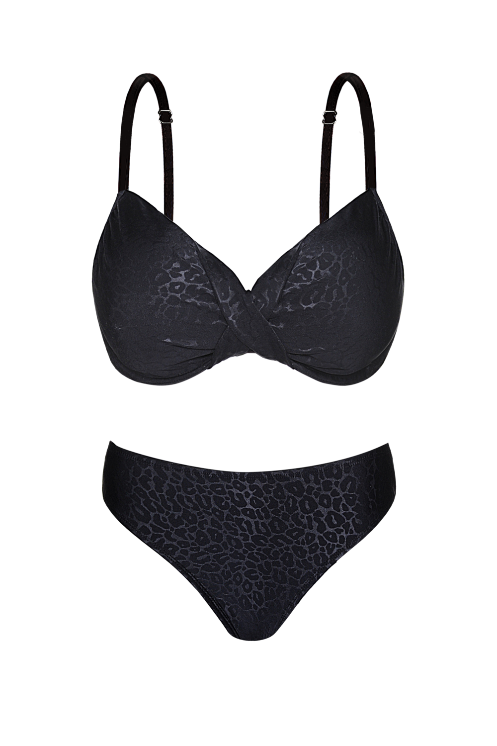 BIKINI ESTAMP. ANIMAL PRINT EN NEGRO CORP. CON TAZA SOFT.