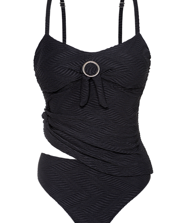 TANKINI EN TELA FANTASIA CON HEBILLA EN CORPIÑO C/FRUNCE.
