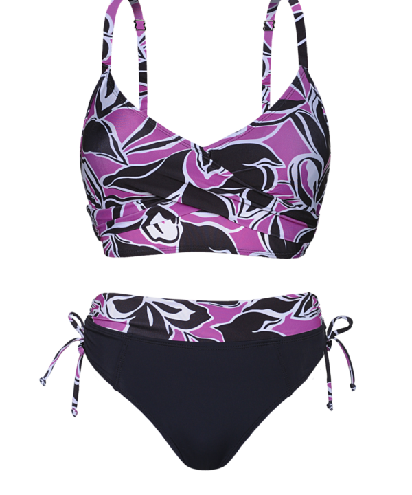 Alternative view of BIKINI ESTAMP. BICOLOR Y BOMBACHA LISA C/FAJA ESTAMPADA Y DRAP. LATERAL.